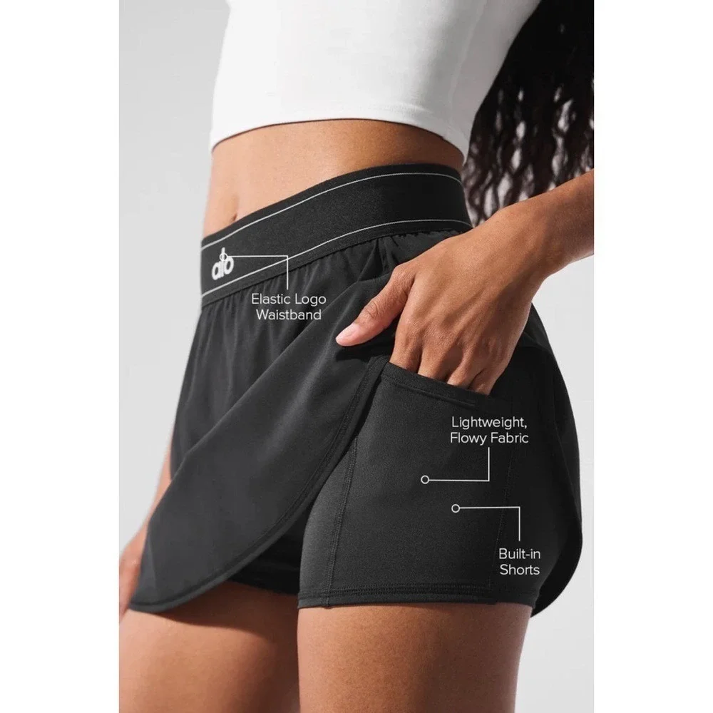 Alo Yoga Match Point Tennis Skirt Black M